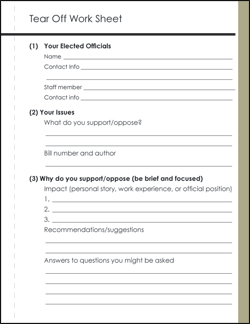 Advocating with Your Elected Officials Worksheet 1 English