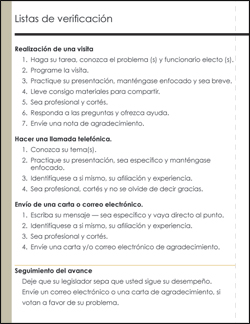 Advocating with Your Elected Officials Worksheet 2 Spanish