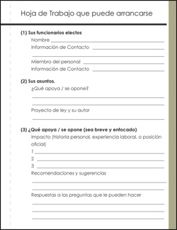 Advocating With Your Elected Officials Worksheet 1 Spanish